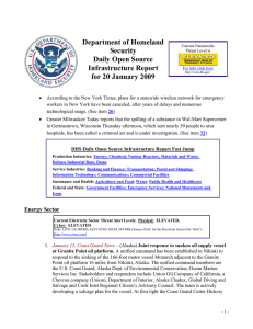 Department of Homeland  Security Daily Open Source