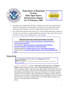 Department of Homeland Security Daily Open Source Infrastructure Report