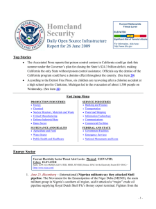 Homeland Security Daily Open Source Infrastructure