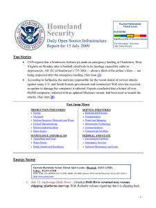Homeland Security Daily Open Source Infrastructure Report for 15 July 2009