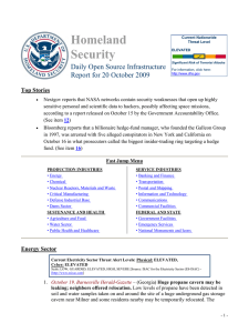 Homeland Security  Daily Open Source Infrastructure