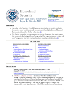 Homeland Security  Daily Open Source Infrastructure