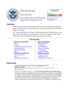 Homeland Security  Daily Open Source Infrastructure