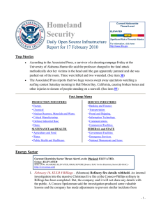 Homeland Security  Daily Open Source Infrastructure