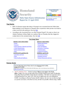 Homeland Security  Daily Open Source Infrastructure