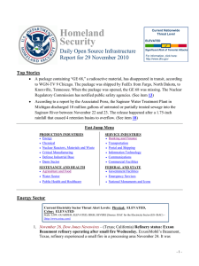 Homeland Security Daily Open Source Infrastructure