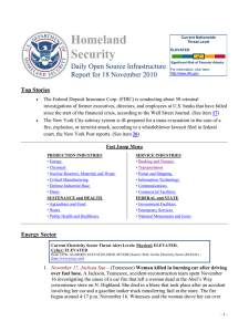 Homeland Security Daily Open Source Infrastructure Report for 18 November 2010