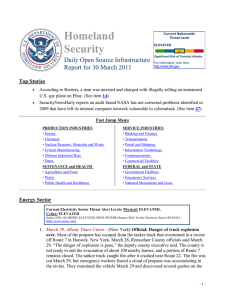 Homeland Security Daily Open Source Infrastructure Report for 30 March 2011