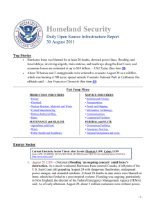 Homeland Security Daily Open Source Infrastructure Report 30 August 2011 Top Stories