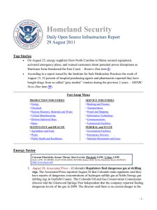 Homeland Security Daily Open Source Infrastructure Report 29 August 2011 Top Stories