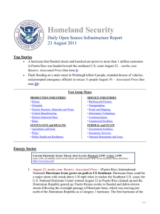 Homeland Security Daily Open Source Infrastructure Report 23 August 2011 Top Stories