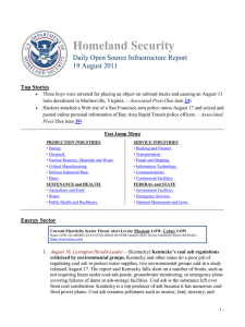Homeland Security Daily Open Source Infrastructure Report 19 August 2011 Top Stories