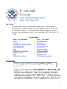 Homeland Security Daily Open Source Infrastructure Report for 8 August 2011