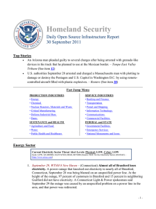 Homeland Security Daily Open Source Infrastructure Report 30 September 2011 Top Stories