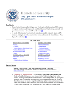 Homeland Security Daily Open Source Infrastructure Report 29 September 2011 Top Stories