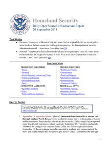 Homeland Security Daily Open Source Infrastructure Report 20 September 2011 Top Stories