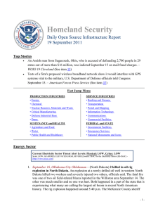Homeland Security Daily Open Source Infrastructure Report 19 September 2011 Top Stories