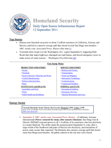 Homeland Security Daily Open Source Infrastructure Report 12 September 2011 Top Stories