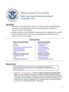 Homeland Security Daily Open Source Infrastructure Report 8 September 2011 Top Stories