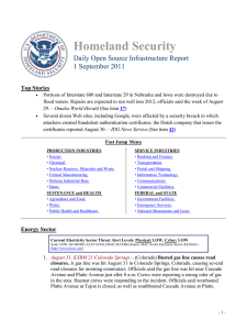Homeland Security Daily Open Source Infrastructure Report 1 September 2011 Top Stories