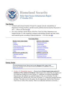 Homeland Security Daily Open Source Infrastructure Report 27 October 2011 Top Stories