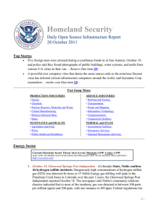 Homeland Security Daily Open Source Infrastructure Report 20 October 2011 Top Stories