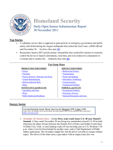Homeland Security Daily Open Source Infrastructure Report 30 November 2011 Top Stories