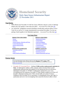 Homeland Security Daily Open Source Infrastructure Report 22 November 2011 Top Stories