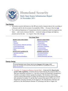 Homeland Security Daily Open Source Infrastructure Report 16 November 2011 Top Stories