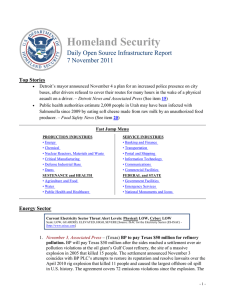 Homeland Security Daily Open Source Infrastructure Report 7 November 2011 Top Stories