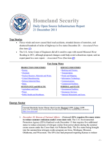Homeland Security Daily Open Source Infrastructure Report 21 December 2011 Top Stories