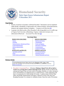 Homeland Security Daily Open Source Infrastructure Report 9 December 2011 Top Stories