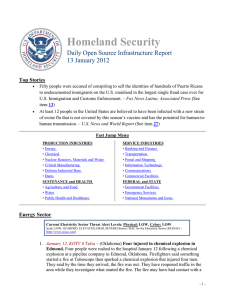 Homeland Security Daily Open Source Infrastructure Report 13 January 2012 Top Stories