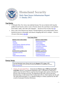 Homeland Security Daily Open Source Infrastructure Report 11 January 2012 Top Stories