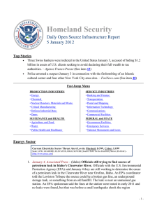 Homeland Security Daily Open Source Infrastructure Report 5 January 2012 Top Stories