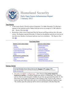 Homeland Security Daily Open Source Infrastructure Report 3 January 2012 Top Stories