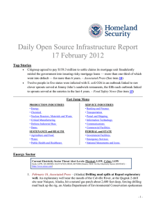 Daily Open Source Infrastructure Report 17 February 2012 Top Stories