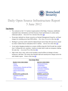 Daily Open Source Infrastructure Report 5 June 2012 Top Stories