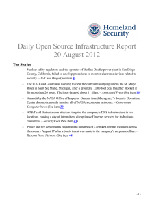 Daily Open Source Infrastructure Report 20 August 2012 Top Stories