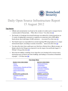 Daily Open Source Infrastructure Report 15 August 2012 Top Stories