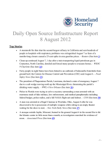 Daily Open Source Infrastructure Report 8 August 2012 Top Stories