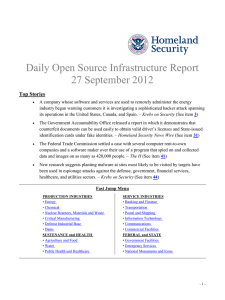 Daily Open Source Infrastructure Report 27 September 2012 Top Stories