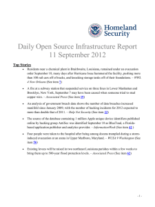 Daily Open Source Infrastructure Report 11 September 2012 Top Stories