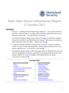 Daily Open Source Infrastructure Report 15 October 2012 Top Stories