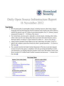 Daily Open Source Infrastructure Report 16 November 2012 Top Stories