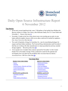 Daily Open Source Infrastructure Report 6 November 2012 Top Stories