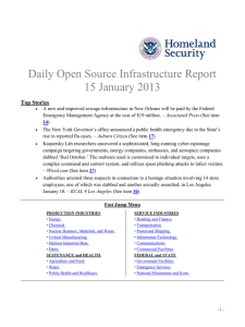 Daily Open Source Infrastructure Report 15 January 2013 Top Stories