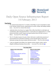 Daily Open Source Infrastructure Report 14 February 2013 Top Stories