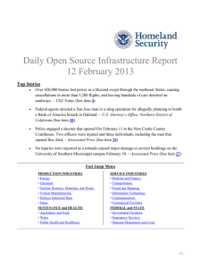 Daily Open Source Infrastructure Report 12 February 2013 Top Stories