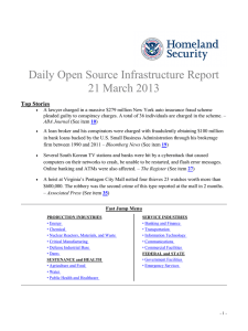 Daily Open Source Infrastructure Report 21 March 2013 Top Stories
